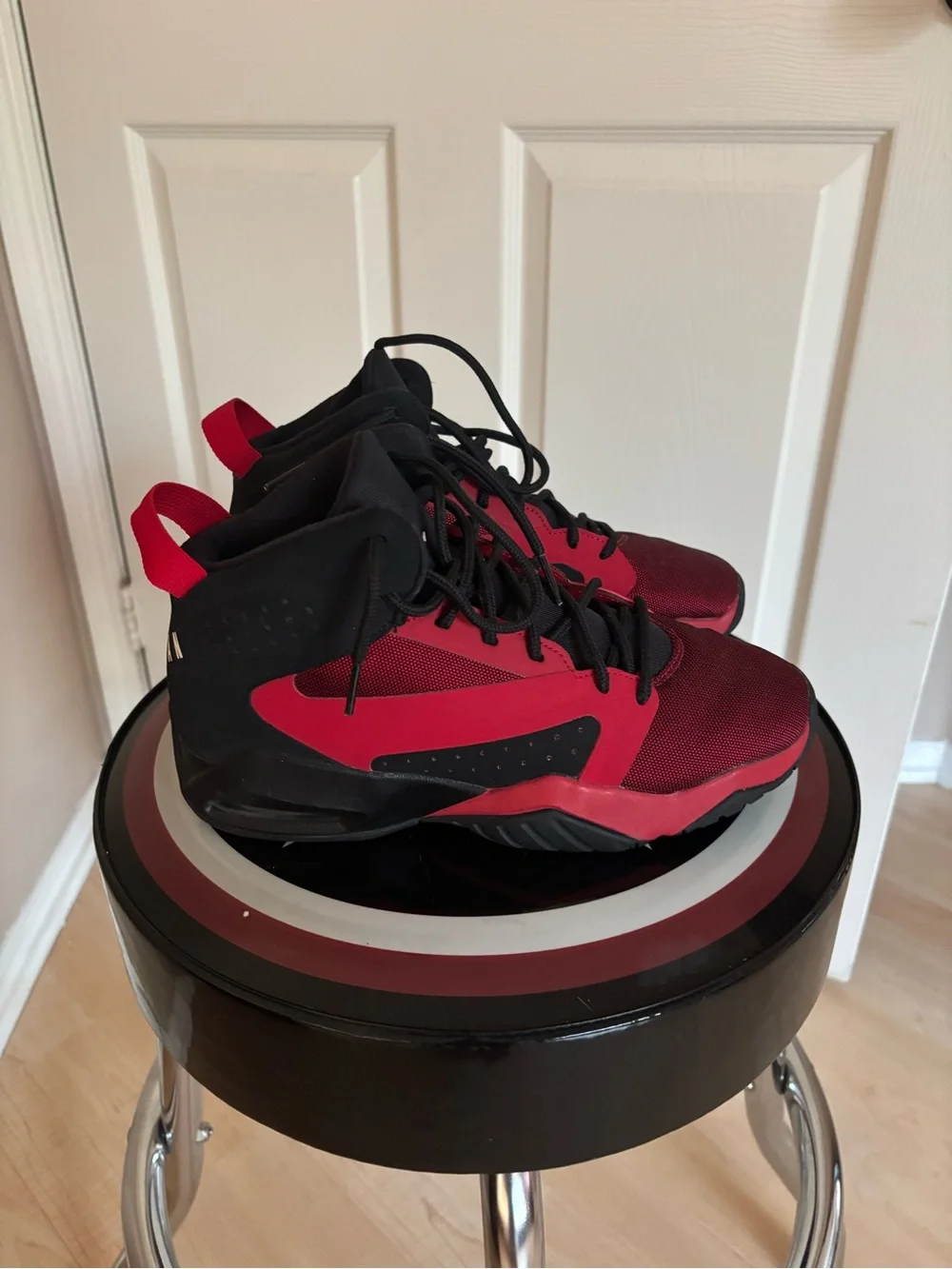 Boys Jordan Black and Red High-Top Sneakers